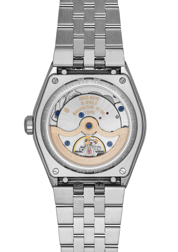 Frederique Constant loge la lune dans un boîtier sport-chic 73 FC 716BL3NH6 Extra Bracelet Back Web