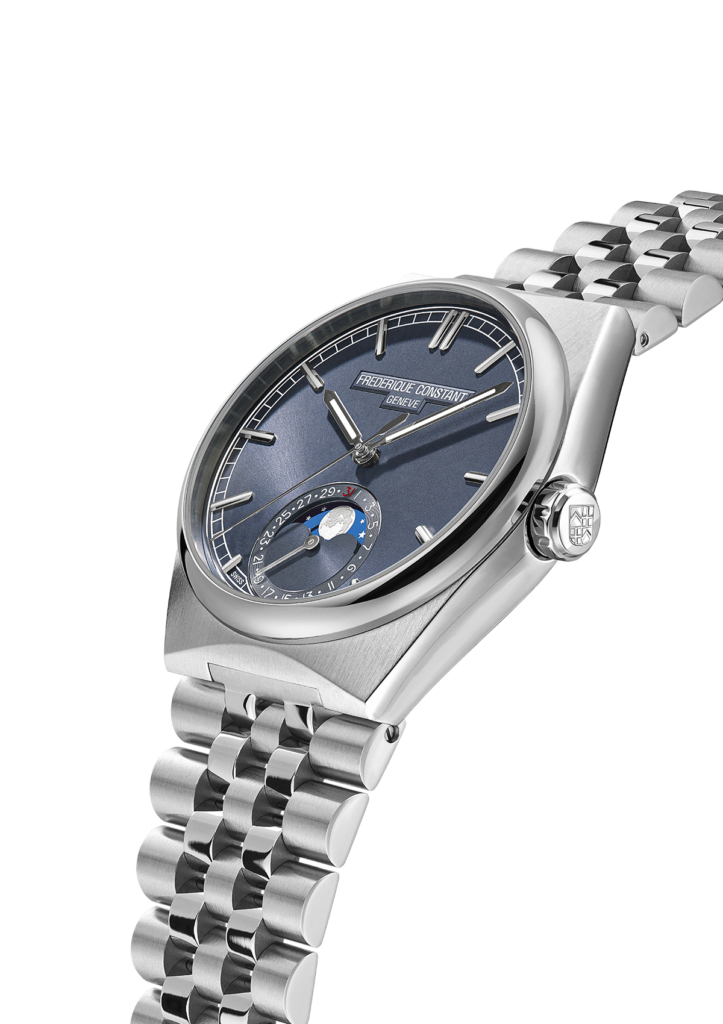 Frederique Constant loge la lune dans un boîtier sport-chic 70 FC 716BL3NH6 Extra Bracelet Side Web