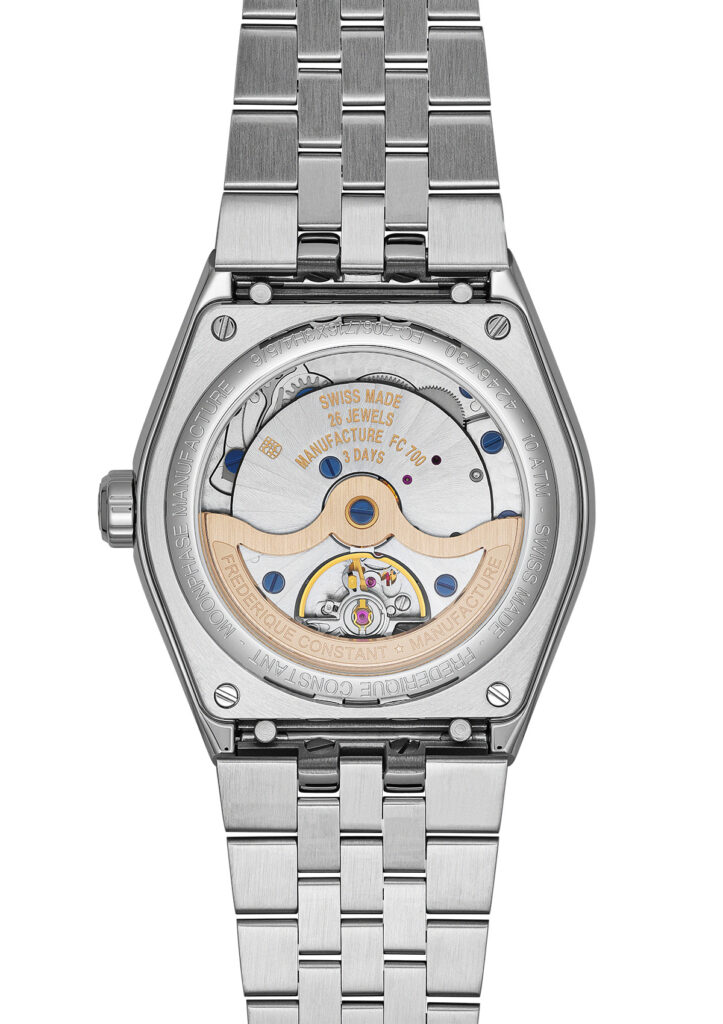 Frederique Constant loge la lune dans un boîtier sport-chic 49 FC 716RG3NH6 Back Web Extra Bracelet