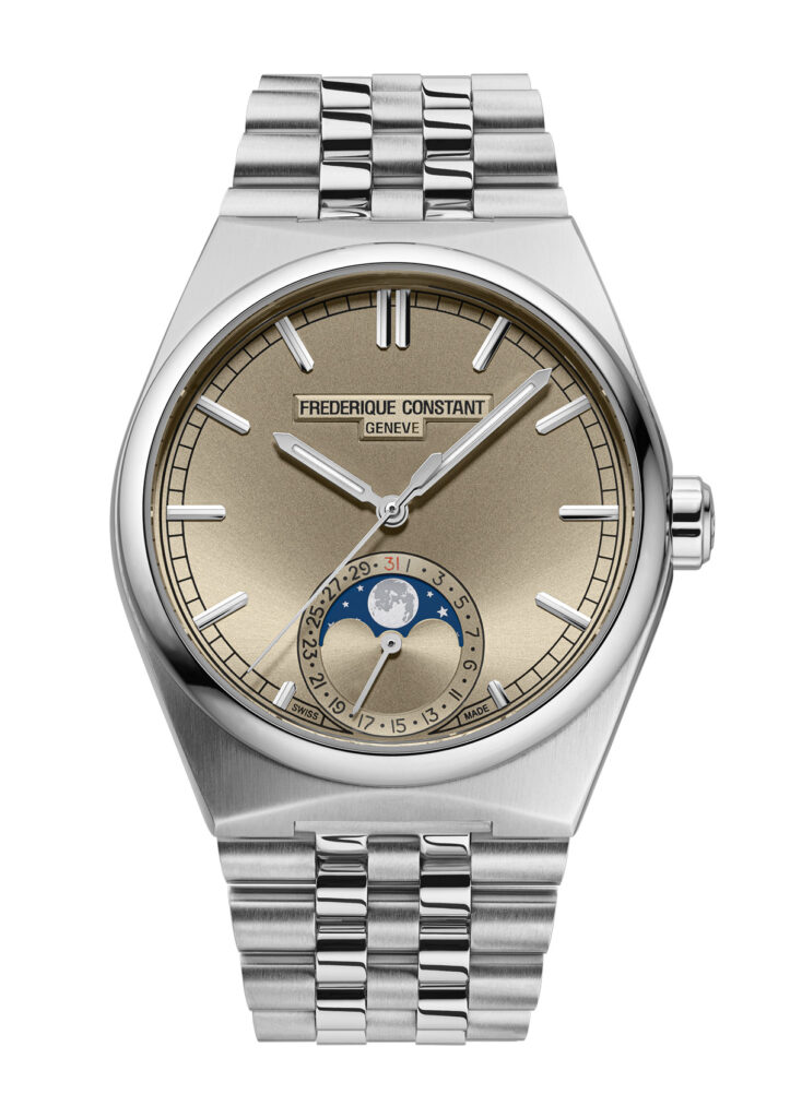 Frederique Constant loge la lune dans un boîtier sport-chic 52 FC 716RG3NH6 Front Web Extra Bracelet
