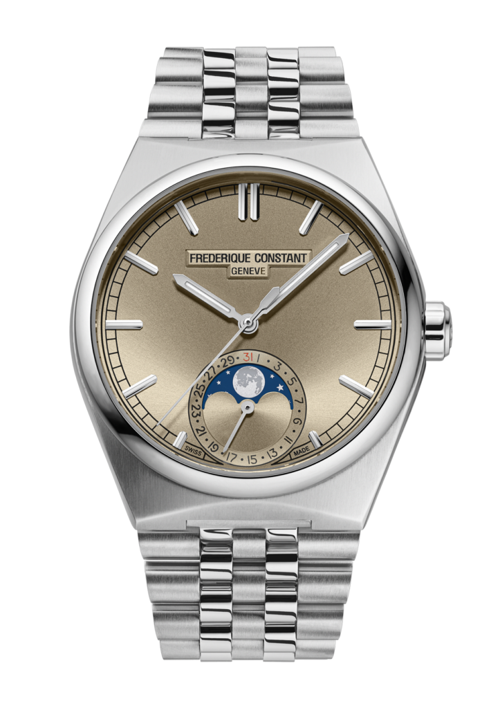 Frederique Constant loge la lune dans un boîtier sport-chic 51 FC 716RG3NH6 Front Web Extra Bracelet