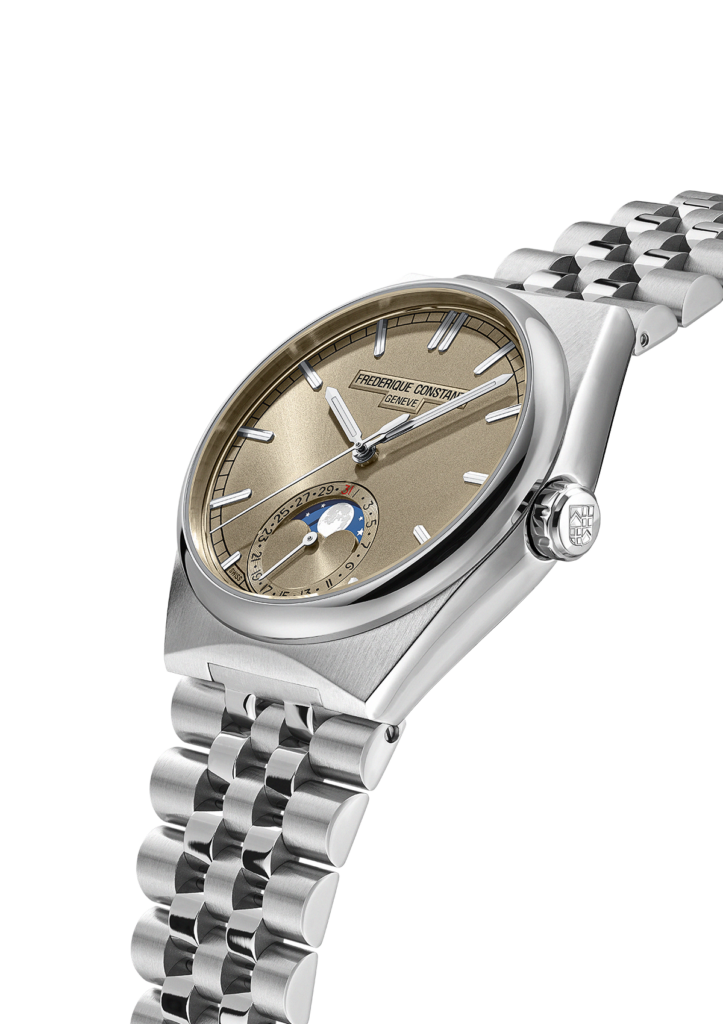 Frederique Constant loge la lune dans un boîtier sport-chic 44 FC 716RG3NH6 Side Web Extra Bracelet