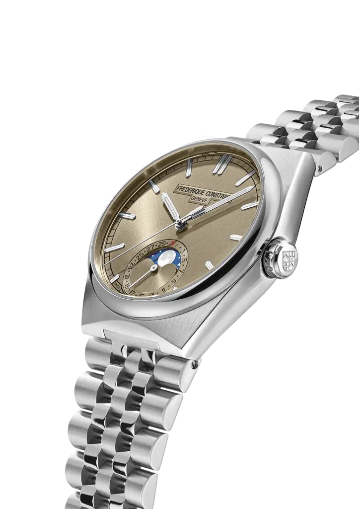 Frederique Constant loge la lune dans un boîtier sport-chic 47 FC 716RG3NH6 Side Web Extra Bracelet