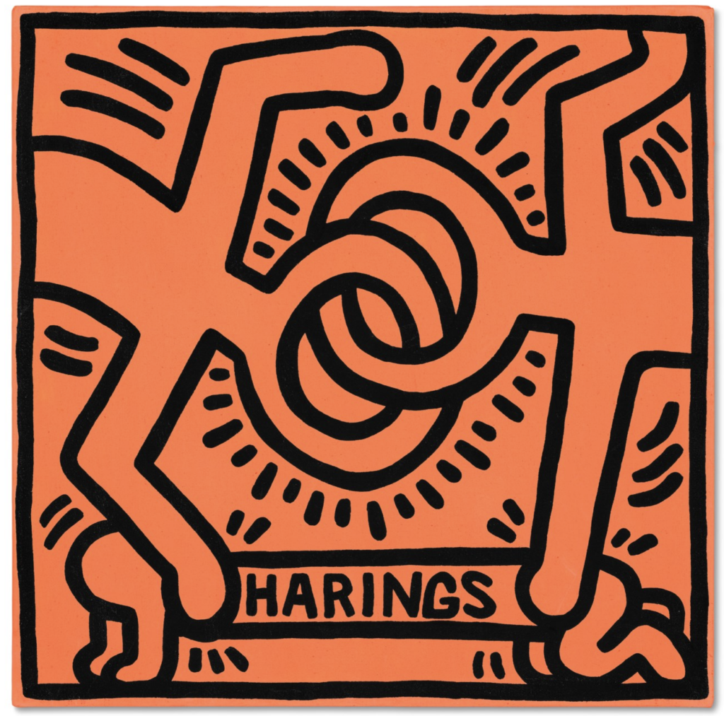 Opera Gallery Paris raconte l'amitié plutôt que la carrière de Warhol, Basquiat et Haring 28 Keith Haring Untitled 1984 Day Glo et acrylique sur toile DayGlo and acrylic on canvas 48.6 x 48.6 cm � 19.1 x 19.1 in