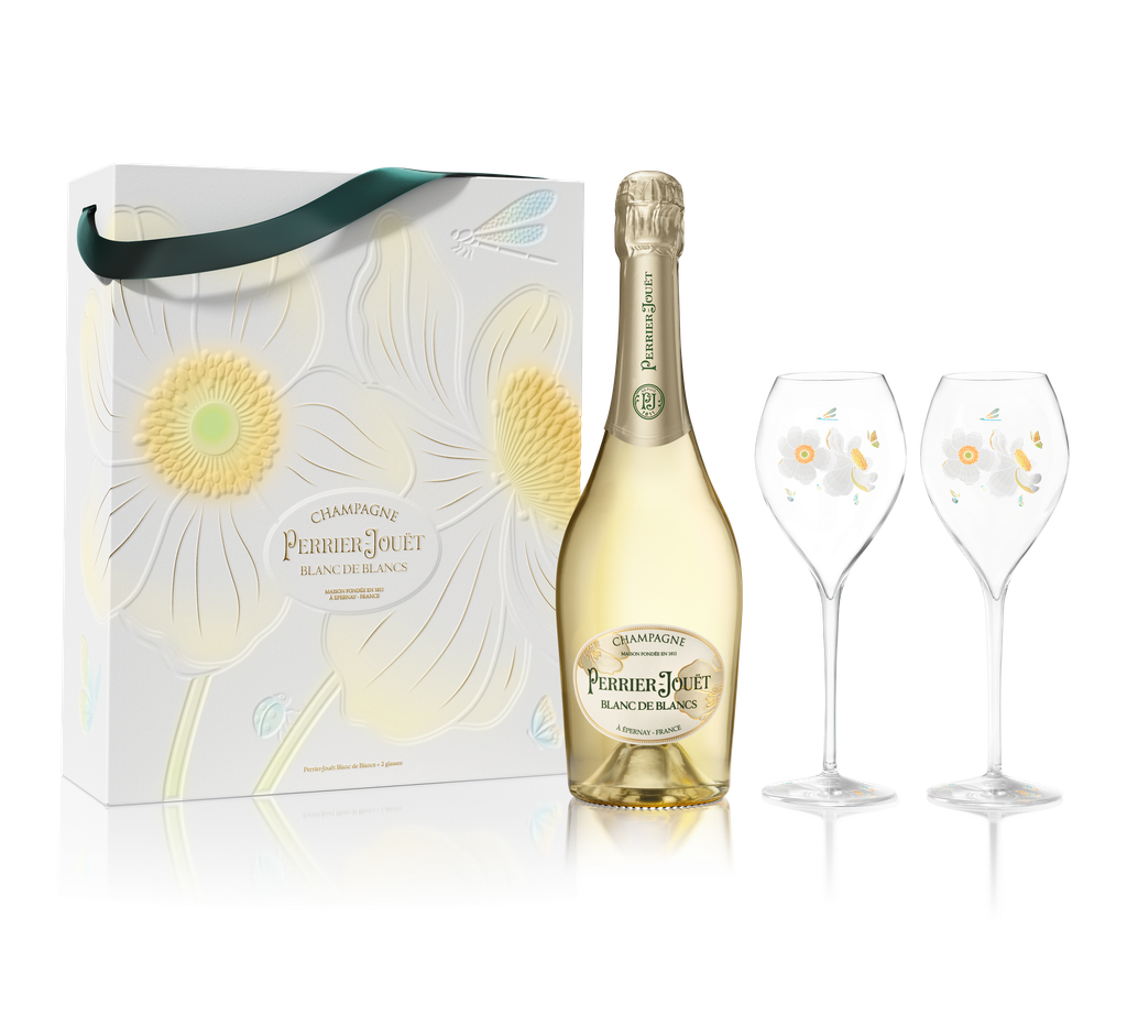 Perrier-Jouët met son Chardonnay en écrin 26 Perrier Jouet Blanc de Blancs coffret edition limitee Packshot
