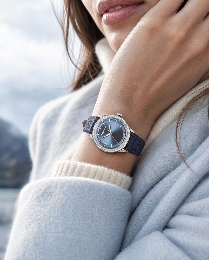 Pequignet ajoute 78 diamants à la Royale Paris pour un bleu glacier discret 30 Royale Paris 36mm Bleu glacier porte
